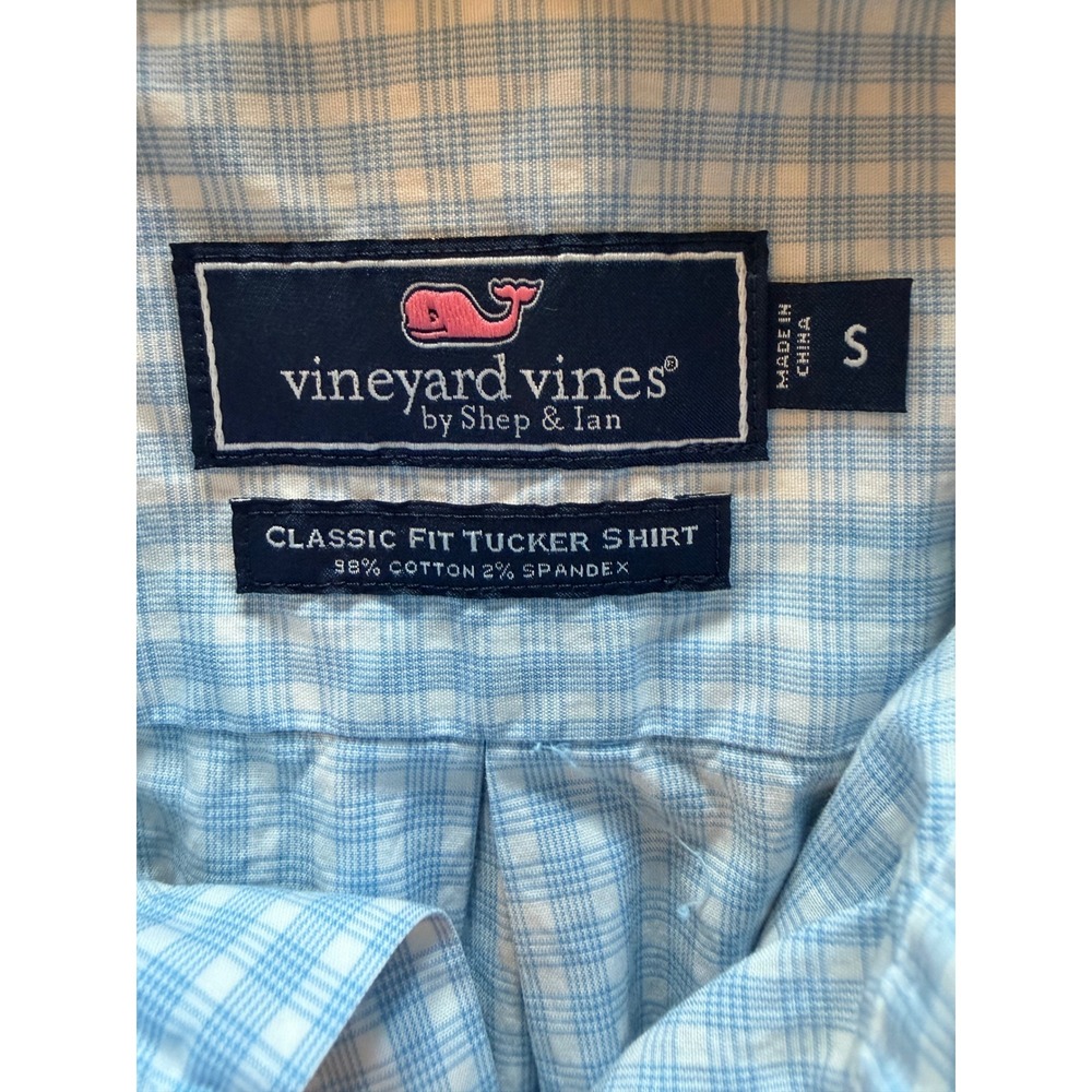 Vineyard Vines Tucker Shirt Mens Small Blue Plaid Classic Fit Preppy Coastal - Picture 8 of 10